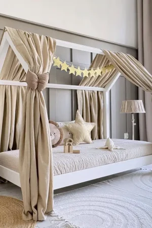 Ciel de lit en mousseline double pour 90x200 Beige Super Prix
