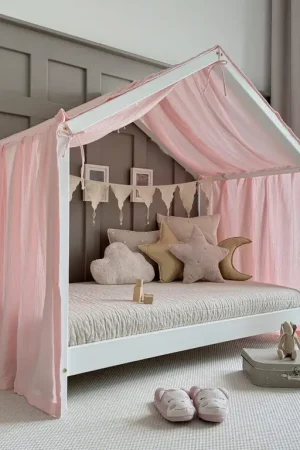 Ciel de lit en mousseline pour 90x190 Rose clair Meilleur Prix