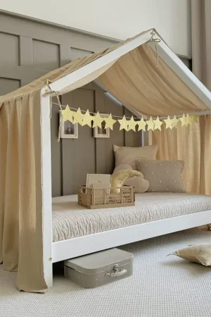 Promotion Ciel de lit en mousseline pour 90x200 Beige