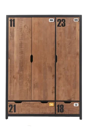 Armoire 3 portes Vipack Alex - Noir et Bois Expédié Aujourd'hui