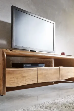 Produit De Marque Meuble-TVLive-Edge 145 cm acacia nature compartiment 3 tiroirs