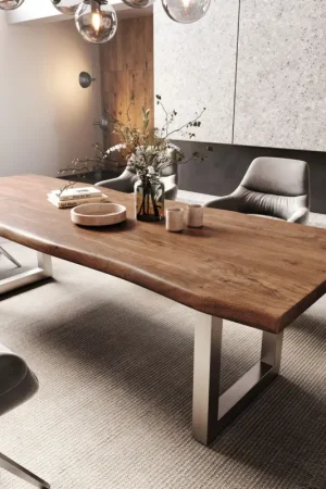 Table-à-mangerEdge 260x100 XL acacia marron acier inoxydable large Nouvel Arrivage