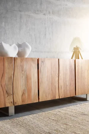 BuffetLive-Edge 220 cm Acacia Nature massif 6 portes Satisfait Ou Remboursé