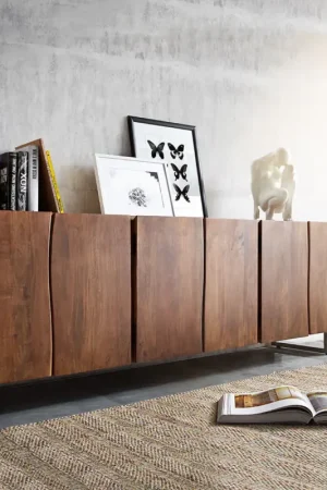 CommodeLive-Edge 220 cm massif acacia marron 6 portes buffet Promotion