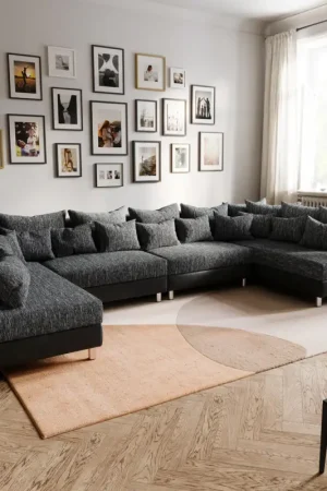 Vente Directe Canapé-PanoramiqueClovis XL noir canapé modulable extensible