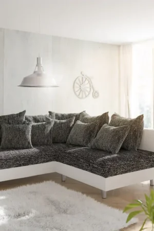 Canapé d'angleClovis blanc noir ottoman gauche canapé module Nouvel Arrivage