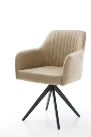 Vente Flash Chaise-de-salle-à-mangerGreg-Flex microvelours beige vintage pied croisé angulaire noir ressorts ensachés