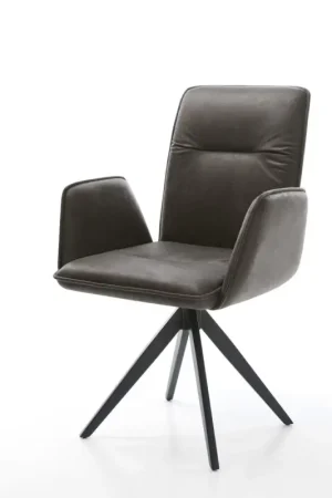 Acheter En Ligne Chaise-de-salle-à-mangerVinja-Flex microvelours anthracite vintage pied croisé angulaire noir