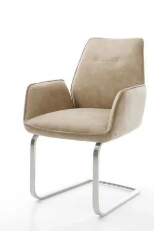 Acheter Direct CantileverZoa-Flex microvelours beige vintage pied cantilever plat acier inoxydable brossé ressorts ensachés