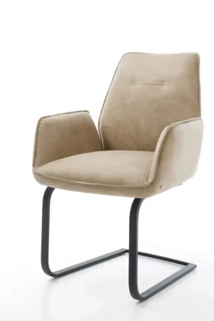Acheter Direct CantileverZoa-Flex microvelours beige vintage pied cantilever plat noir ressorts ensachés