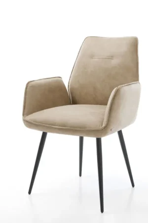 Acheter En Ligne Chaise-de-salle-à-mangerZoa-Flex microvelours beige vintage 4 pieds coniques noir ressorts ensachés