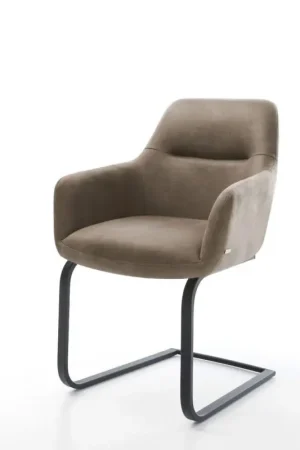 Achat Immédiat CantileverPejo-Flex microvelours taupe vintage pied cantilever plat noir ressorts ensachés