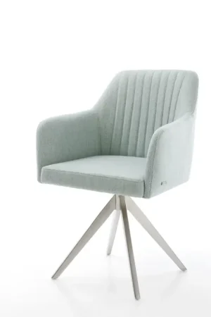 Vente Flash Chaise-de-salle-à-mangerGreg-Flex rayures Vert menthe pied croisé angulaire acier inoxydable brossé