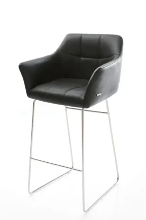 Acheter Direct Chaise-de-barYulo-Flex cuir véritable noir cadre de patins acier inoxydable