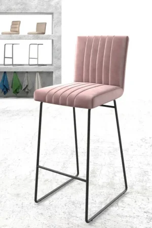 Acheter Direct Chaise-de-barLuiga-Flex velours rosé cadre de patins métal