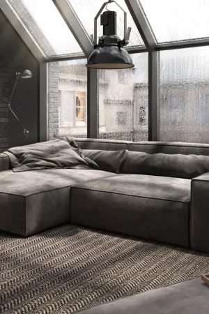 Meilleur Choix Canapé d'angleSirpio XL 270x170 cm Microfibre Marron Kaki Recamiere variable avec Tabouret