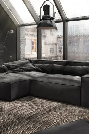 Canapé d'angleSirpio XL 270x170 cm Microfibre Noir Recamiere variable avec Tabouret Jusqu'à Épuisement Des Stocks
