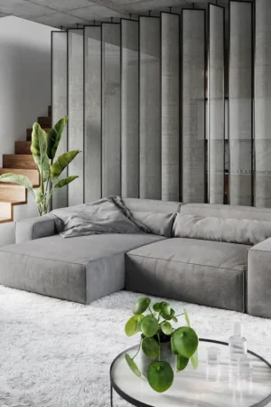 Canapé d'angleSirpio XL 270x170 cm Microfibre Taupe Recamiere variable avec Tabouret Achat Immédiat