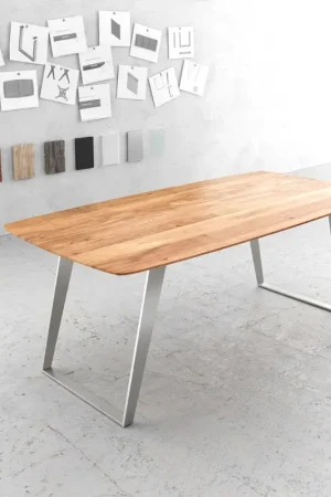 Produit De Marque Table à mangerEdge Boot 200x100 Acacia Naturel Inox inclinéee Bord Suisse