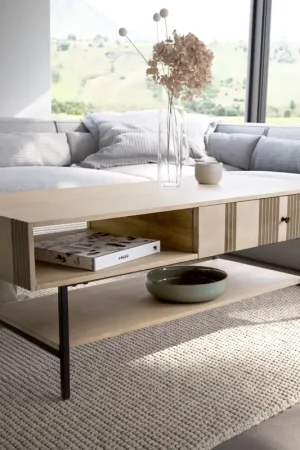Meilleur Choix Table-basseNereos 130x60 cm Manguier White Wash Métal noir