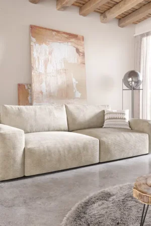 Offre Limitée Grand-canapéLanzo XL 270x130 cm Velours côtelé Beige