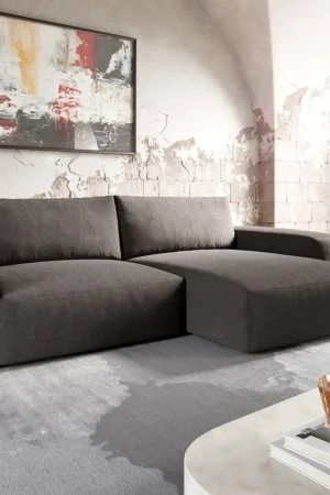 Authentique Canapé d'angleLanzo XL 270x180 cm microfibre marron kaki Recamière variable