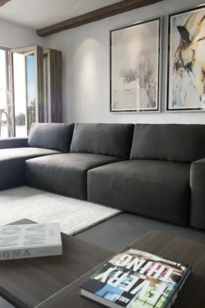Canapé d'angleLanzo XL 380x180 cm Imitation cuir Vintage Anthracite Recamière variable Prix Réduit