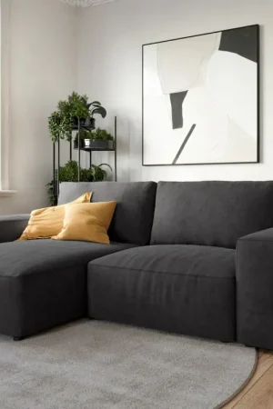 Canapé d’angleLanzo 230x155 cm microfibre noir méridienne réversible Paiement Sécurisé