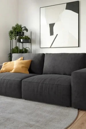 Big canapéLanzo 230x95 cm microfibre noir Promotion Saisonnière