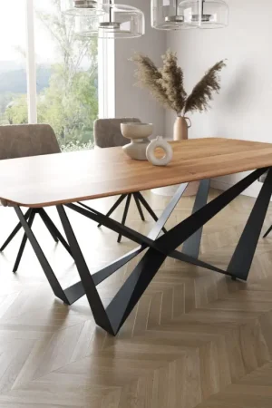 Prix Promo Table à mangerEdge Boot 200x100 acacia nature Spider acier plat noir bord suisse