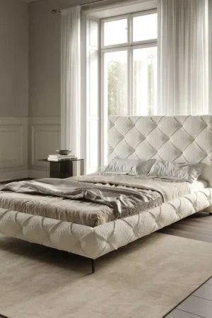 Seulement Aujourd'hui Sommier-rembourréNayara 140x200 cm Bouclé Crème-Blanc