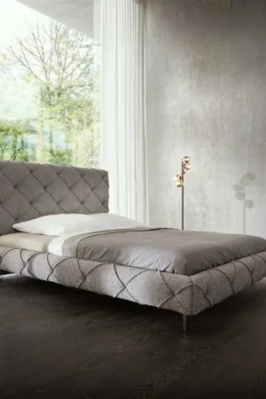 Sommier-rembourréNayara 140x200 cm Bouclé Gris Argenté Dernière Chance