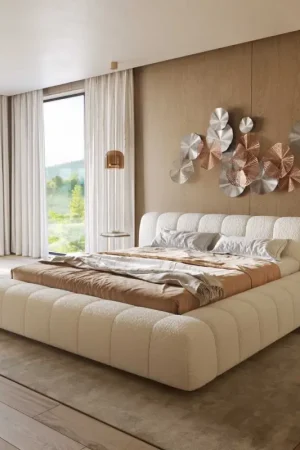 Sommier-rembourréCutio 180x200 cm Bouclé Crème-Blanc Prix Cassé