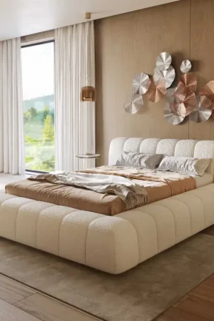 Populaire Sommier-rembourréCutio 140x200 cm Bouclé Crème-Blanc