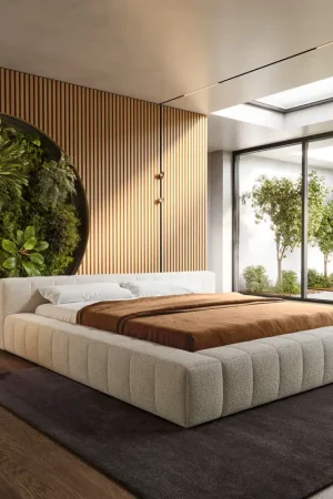 Sommier-Espazio 180x200 cm Bouclé Crème-Blanc avec espace de rangement Meilleur Prix