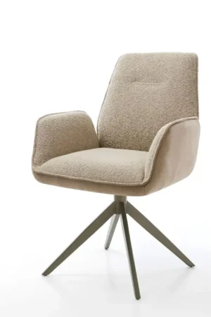 Acheter En Ligne Chaise-pivotanteZoa-Flex tissu mixte couleur boue pied croisé large aspect titane pivotement sur 360° fonction bascule ressorts ensachés