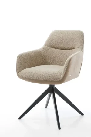 Vente Flash Chaise-pivotantePejo-Flex tissu mixte couleur boue pied croisé large noir pivotement sur 360° fonction bascule ressorts ensachés