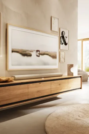 Acheter Direct Meuble-TVStonegrace 200 cm chêne naturel 4 portes placage pierre flottant