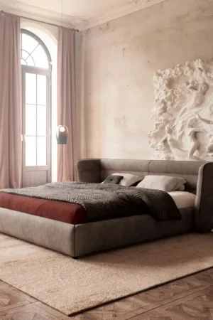 Dernier Modèle Sommier rembourréSimea 180x200 cm microfibre taupe vintage