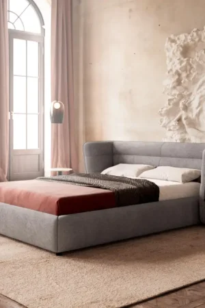 Sommier rembourréSimea 140x200 cm microfibre grise Solde