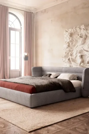 Sommier rembourréSimea 180x200 cm microfibre grise Haute Qualité