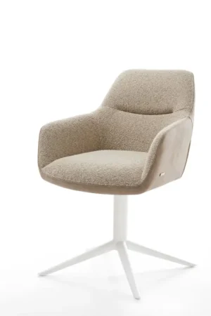 Chaise-pivotantePejo-Flex tissu mixte couleur boue pied de chaise 4 branches blanc pivotement sur 360° fonction bascule ressorts ensachés Retour Gratuit