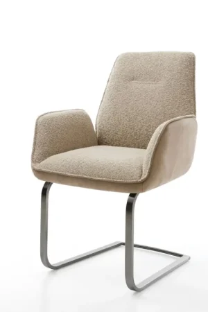 CantileverZoa-Flex tissu mixte couleur boue pied cantilever plat acier inoxydable brossé ressorts ensachés Certifié