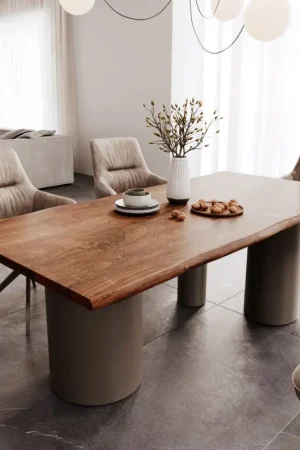 Table à mangerEdge 200x100 Acacia Marron Troa Métal finition à effet Titane Dernière Chance