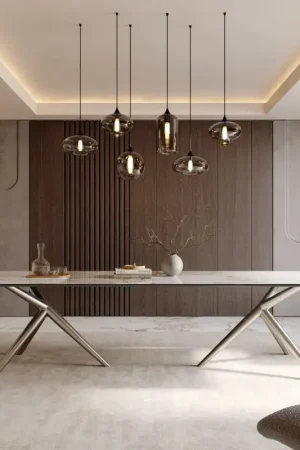 Prix Promo Table à mangerEdge 300x100 Céramique Minas Melange Blanc-Beige Estelar rond Acier inoxydable