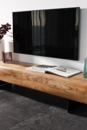 Meuble - TVNew Live-Edge 175 cm acacia naturel 4 portes pied flottant métal noir Offre Du Jour