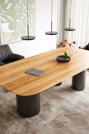 Vente Directe Table à mangerEdge Boot 240x120x2,5-3 chêne naturee Troa métal noir bord suisse
