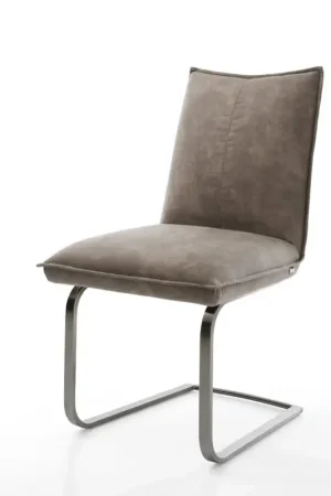 Dernier Modèle CantileverLelio-Flex microvelours taupe vintage pied cantilever plat grafiete ressorts ensachés