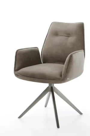 Chaise-pivotanteZoa-Flex microvelours taupe vintage pied croisé large grafiete pivotement sur 360° fonction bascule ressorts ensachés Expédition Rapide