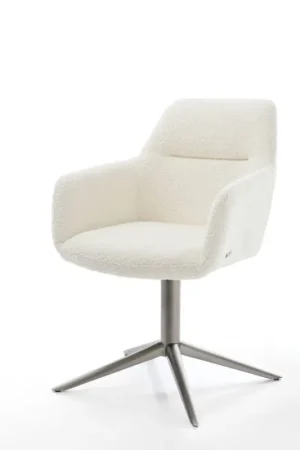 Chaise-pivotantePejo-Flex bouclé blanc pied de chaise 4 branches grafiete pivotement sur 360° fonction bascule ressorts ensachés Affaire À Saisir